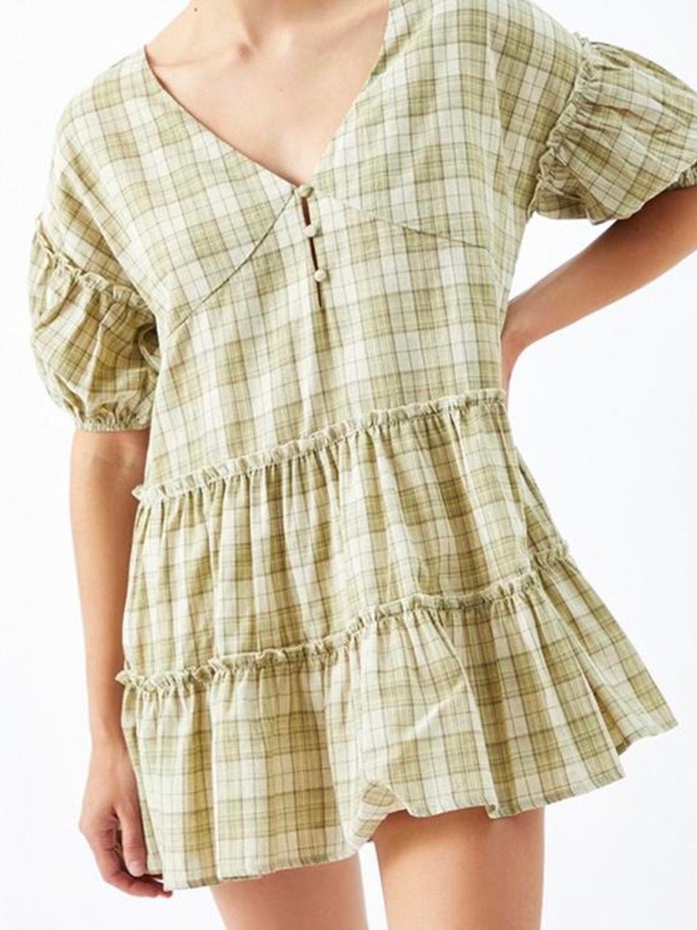Kendall & Kylie Cream and Green Mini Dress